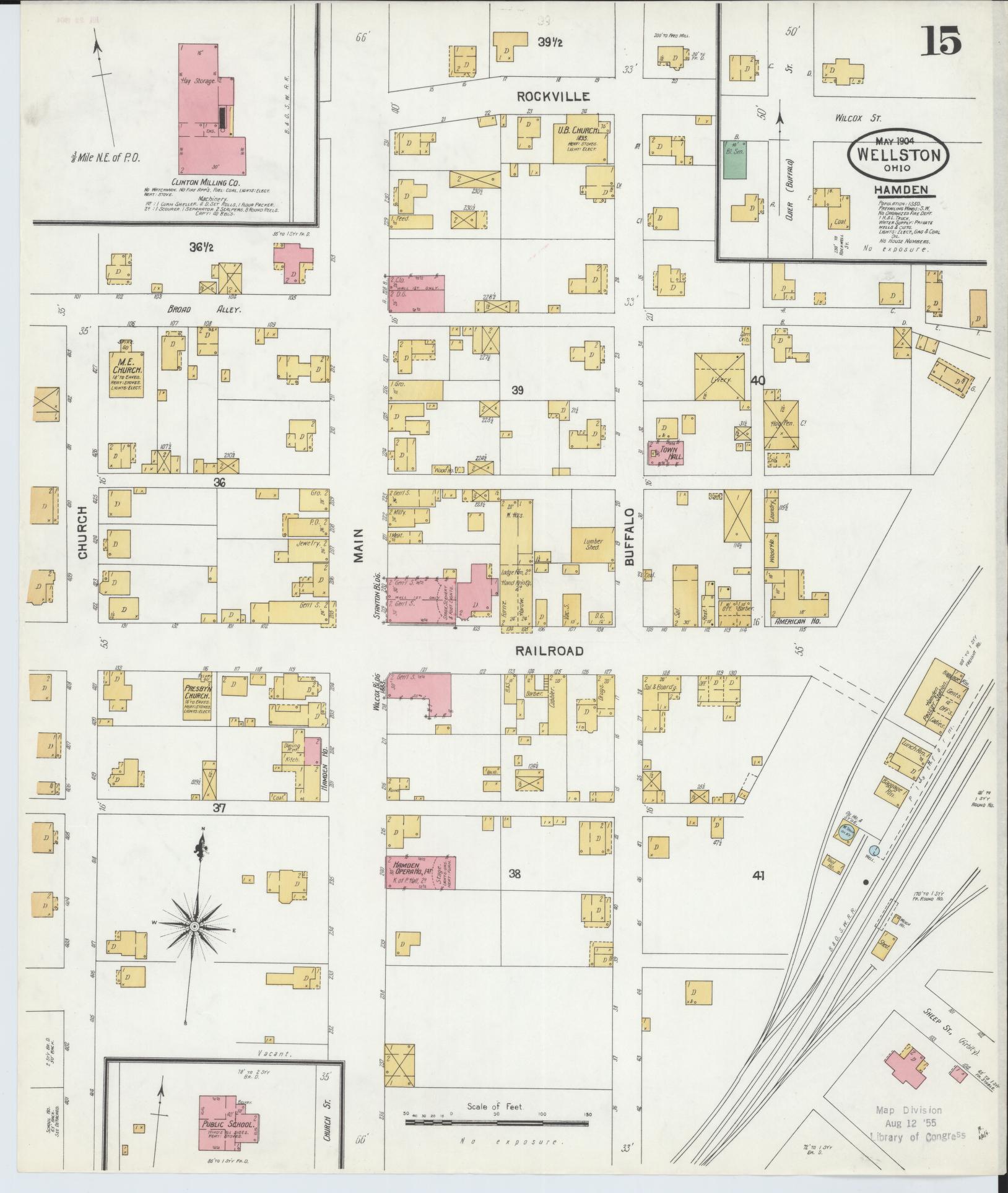 Sanborn Fire Insurance Map from Wellston, Jackson County, Ohio (1904), Sheet #0015 - Historic Sanborn Fire Insurance Map Print, vintage old map wall art, antique decor, genealogy gift, Ohio Ohio map