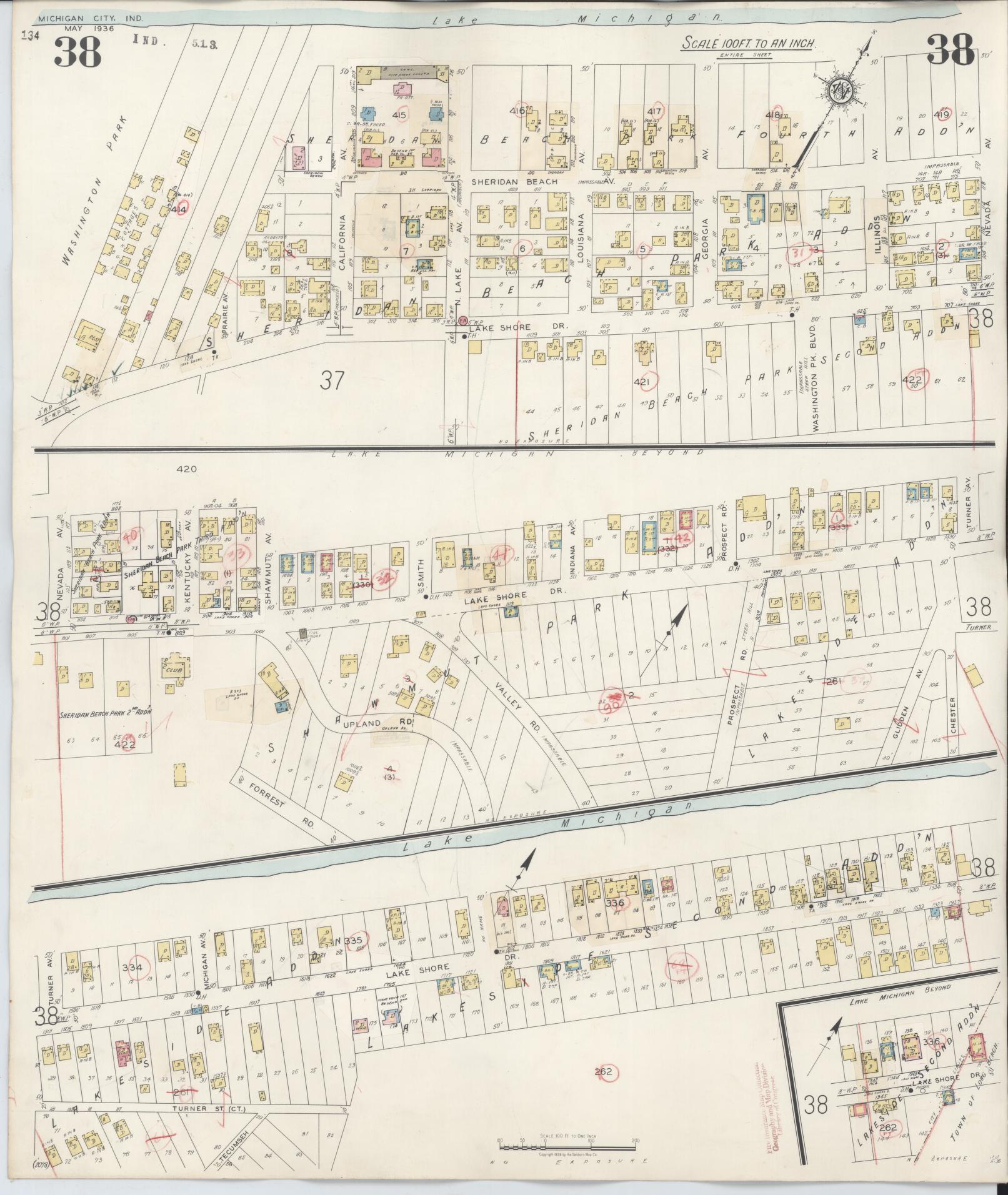 Sanborn Fire Insurance Map from Michigan City, La Porte County, Indiana (1948), Sheet #0038 - Historic Sanborn Fire Insurance Map Print, vintage old map wall art, antique decor, genealogy gift, Michigan Michigan map