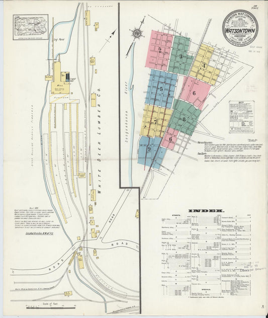 Sanborn Fire Insurance Map from Watsontown, Northumberland County, Pennsylvania (1912), Sheet #0001 - Historic Sanborn Fire Insurance Map Print, vintage old map wall art, antique decor, genealogy gift, Pennsylvania Pennsylvania map