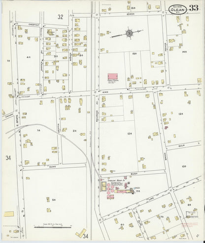 Sanborn Fire Insurance Map from Olean, Cattaraugus County, New York (1909), Sheet #0033 - Complete Map Set gallery image, historic Sanborn map, vintage wall art, New York New York