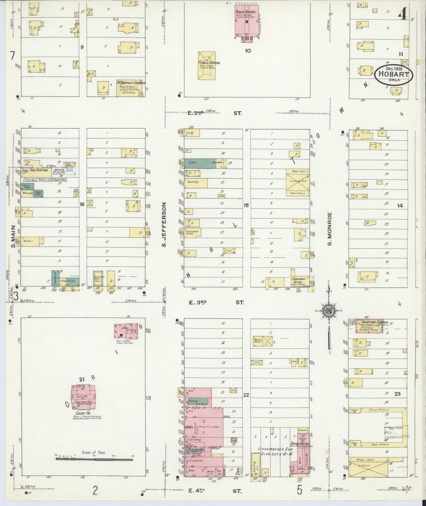 Sanborn Fire Insurance Map from Hobart, Kiowa County, Oklahoma (1909), Sheet #0004 - Complete Map Set gallery image, historic Sanborn map, vintage wall art, Oklahoma Oklahoma