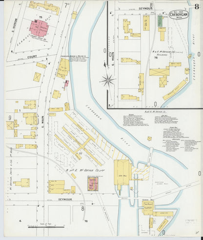 Sanborn Fire Insurance Map from Cheboygan, Cheboygan County, Michigan (1900), Sheet #0008 - Complete Map Set gallery image, historic Sanborn map, vintage wall art, Michigan Michigan