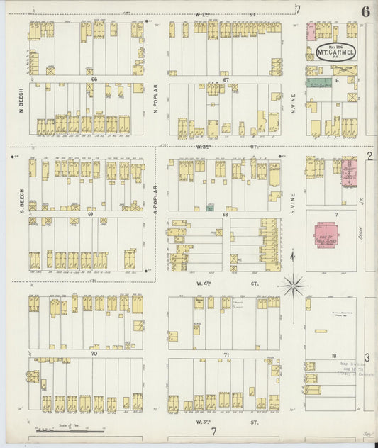 Sanborn Fire Insurance Map from Mount Carmel, Northumberland County, Pennsylvania (1896), Sheet #0006 - Historic Sanborn Fire Insurance Map Print, vintage old map wall art, antique decor, genealogy gift, Pennsylvania Pennsylvania map