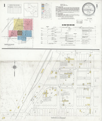 Sanborn Fire Insurance Map from O'Donnell, Lynn And Dawson Counties, Texas (1935), Sheet #0001 - Historic Sanborn Fire Insurance Map Print, vintage old map wall art, antique decor, genealogy gift, Texas Texas map