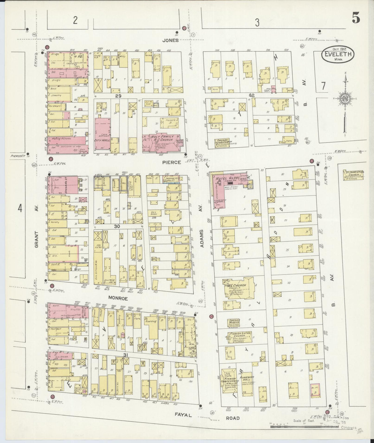 Sanborn Fire Insurance Map from Eveleth, Saint Louis County, Minnesota (1912), Sheet #0005 - Historic Sanborn Fire Insurance Map Print, vintage old map wall art, antique decor, genealogy gift, Minnesota Minnesota map