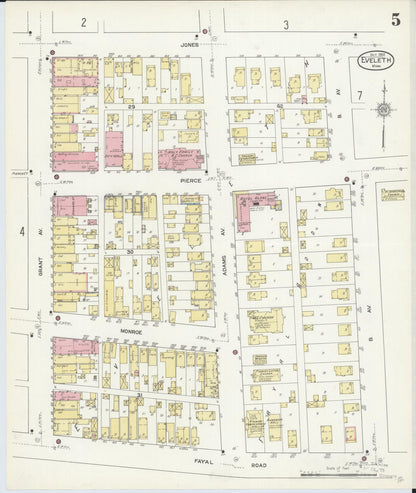 Sanborn Fire Insurance Map from Eveleth, Saint Louis County, Minnesota (1912), Sheet #0005 - Historic Sanborn Fire Insurance Map Print, vintage old map wall art, antique decor, genealogy gift, Minnesota Minnesota map