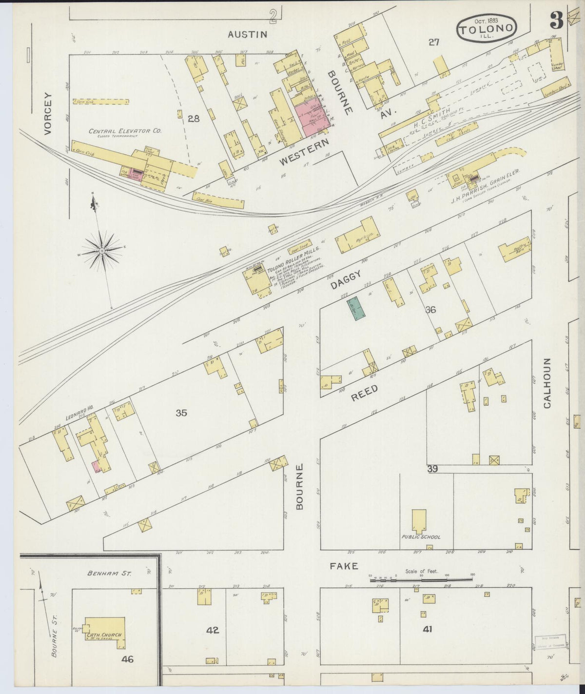 Sanborn Fire Insurance Map from Tolono, Champaign County, Illinois (1893), Sheet #0003 - Complete Map Set gallery image, historic Sanborn map, vintage wall art, Illinois Illinois