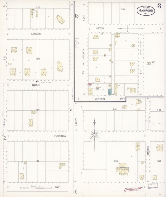 Sanborn Fire Insurance Map from Hanford, Kings County, California (1898), Sheet #0003 - Historic Sanborn Fire Insurance Map Print, vintage old map wall art, antique decor, genealogy gift, California California map