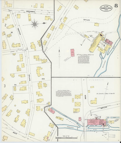 Sanborn Fire Insurance Map from Danielson, Windham County, Connecticut (1903), Sheet #0008 - Complete Map Set gallery image, historic Sanborn map, vintage wall art, Connecticut Connecticut