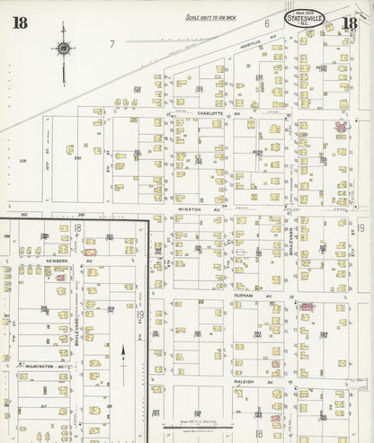 Sanborn Fire Insurance Map from Statesville, Iredell County, North Carolina (1925), Sheet #0018 - Complete Map Set gallery image, historic Sanborn map, vintage wall art, North Carolina North Carolina