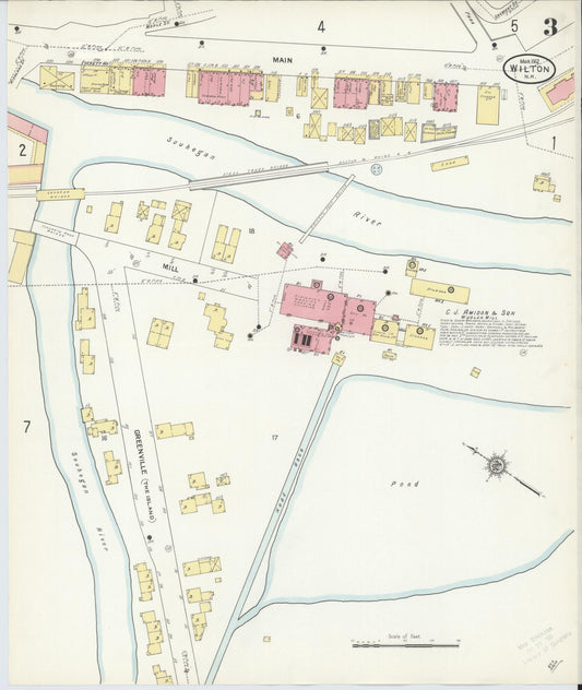Sanborn Fire Insurance Map from Wilton, Hillsborough County, New Hampshire (1912), Sheet #0003 - Historic Sanborn Fire Insurance Map Print, vintage old map wall art, antique decor, genealogy gift, New Hampshire New Hampshire map