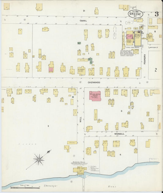 Sanborn Fire Insurance Map from Greene, Chenango County, New York (1903), Sheet #0003 - Historic Sanborn Fire Insurance Map Print, vintage old map wall art, antique decor, genealogy gift, New York New York map