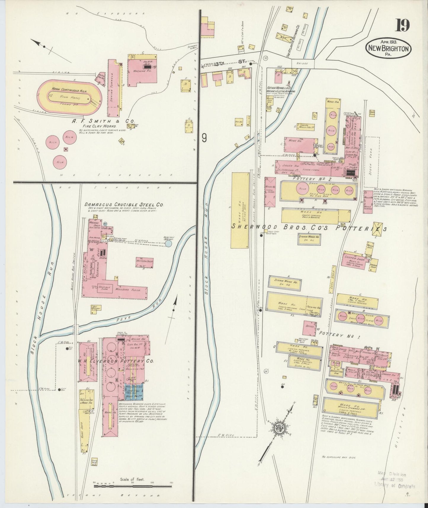 Sanborn Fire Insurance Map from New Brighton, Beaver County, Pennsylvania (1913), Sheet #0019 - Complete Map Set gallery image, historic Sanborn map, vintage wall art, Pennsylvania Pennsylvania