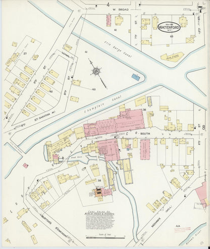 Sanborn Fire Insurance Map from Waterford, Saratoga County, New York (1914), Sheet #0007 - Complete Map Set gallery image, historic Sanborn map, vintage wall art, New York New York