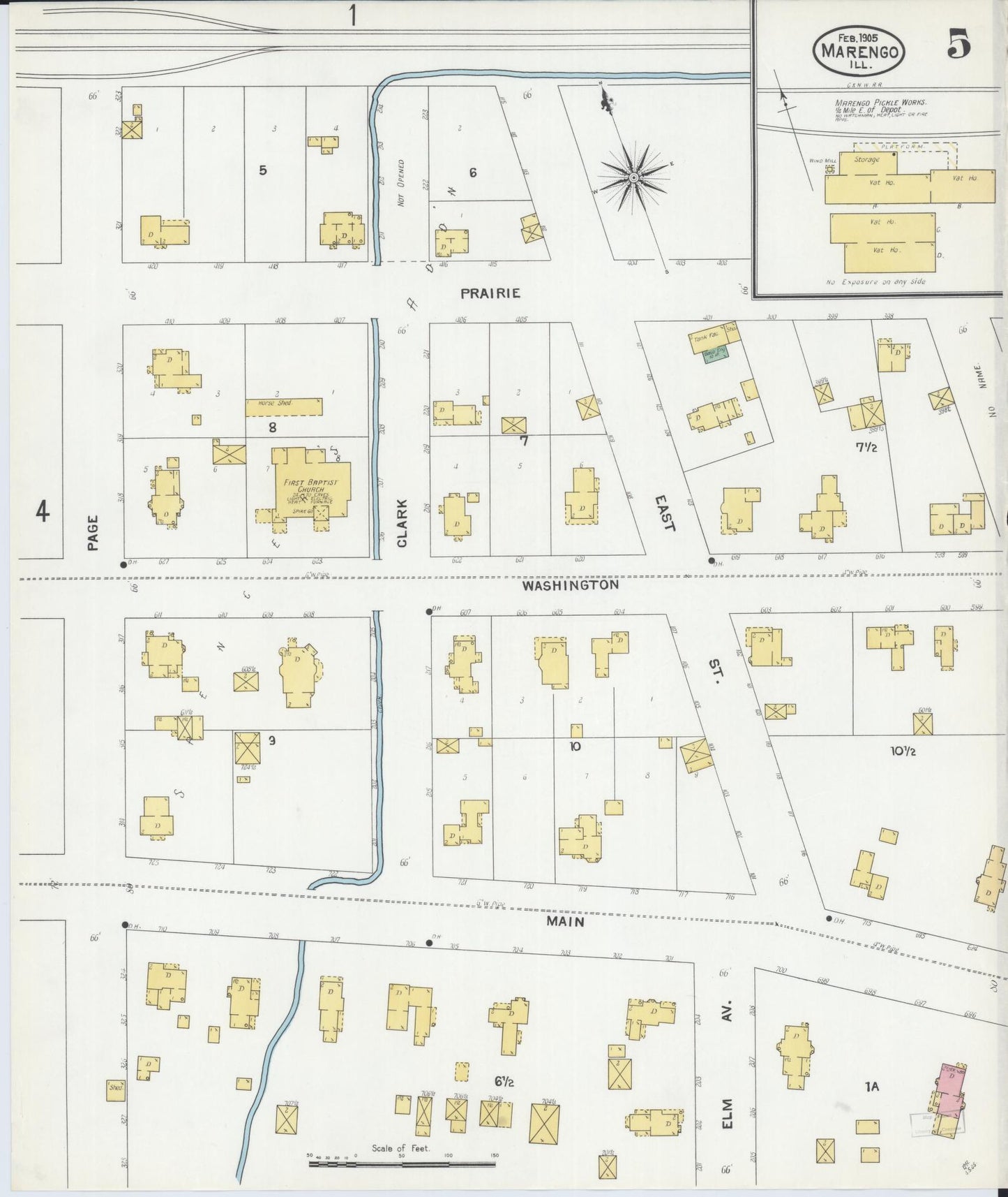 Sanborn Fire Insurance Map from Marengo, McHenry County, Illinois (1905), Sheet #0005 - Complete Map Set gallery image, historic Sanborn map, vintage wall art, Illinois Illinois