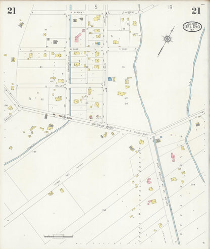 Sanborn Fire Insurance Map from Del Rio, Val Verde County, Texas (1930), Sheet #0021 - Historic Sanborn Fire Insurance Map Print, vintage old map wall art, antique decor, genealogy gift, Texas Texas map