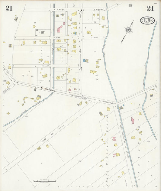 Sanborn Fire Insurance Map from Del Rio, Val Verde County, Texas (1930), Sheet #0021 - Historic Sanborn Fire Insurance Map Print, vintage old map wall art, antique decor, genealogy gift, Texas Texas map