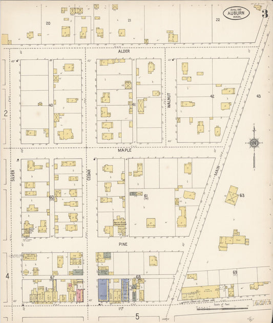 Sanborn Fire Insurance Map from Auburn [see also Slaughter], King County, Washington (1910), Sheet #0003 - Historic Sanborn Fire Insurance Map Print, vintage old map wall art, antique decor, genealogy gift, Washington Washington map