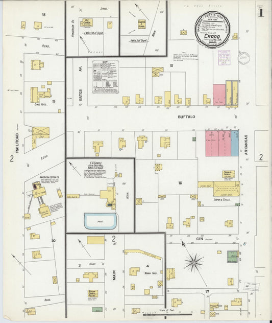 Sanborn Fire Insurance Map from Caddo, Bryan County, Oklahoma (1901), Sheet #0001 - Historic Sanborn Fire Insurance Map Print, vintage old map wall art, antique decor, genealogy gift, Oklahoma Oklahoma map