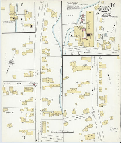 Sanborn Fire Insurance Map from Sanford, York County, Maine (1912), Sheet #0014 - Complete Map Set gallery image, historic Sanborn map, vintage wall art, Maine Maine