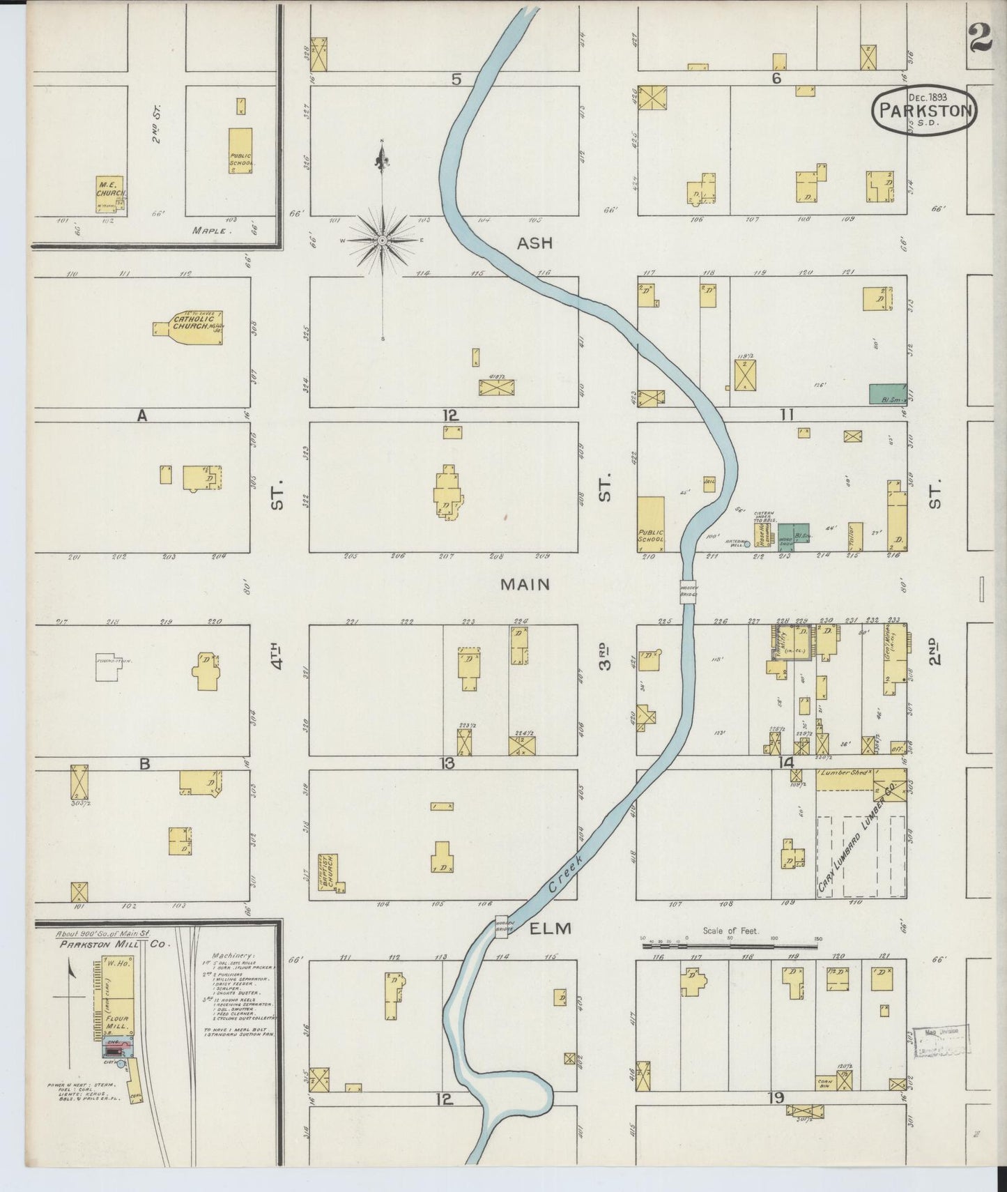 Sanborn Fire Insurance Map from Parkston, Hutchinson County, South Dakota (1893), Sheet #0002 - Complete Map Set gallery image, historic Sanborn map, vintage wall art, South Dakota South Dakota