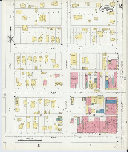 Sanborn Fire Insurance Map from Coffeyville, Montgomery County, Kansas (1905), Sheet #0002 - Complete Map Set gallery image, historic Sanborn map, vintage wall art, Kansas Kansas