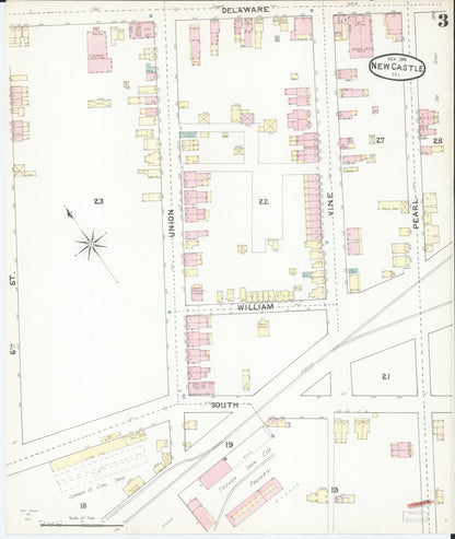 Sanborn Fire Insurance Map from New Castle, New Castle County, Delaware (1891), Sheet #0003 - Complete Map Set gallery image, historic Sanborn map, vintage wall art, Delaware Delaware