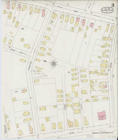 Sanborn Fire Insurance Map from Glens Falls, Warren County, New York (1895), Sheet #0003 - Complete Map Set gallery image, historic Sanborn map, vintage wall art, New York New York