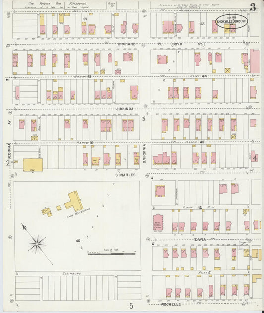 Sanborn Fire Insurance Map from Knoxville Borough, Allegheny County, Pennsylvania (1898), Sheet #0003 - Historic Sanborn Fire Insurance Map Print, vintage old map wall art, antique decor, genealogy gift, Pennsylvania Pennsylvania map
