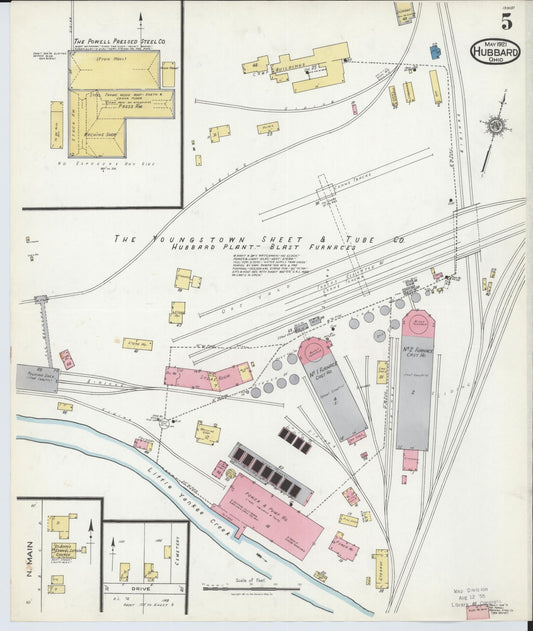 Sanborn Fire Insurance Map from Hubbard, Trumbull County, Ohio (1921), Sheet #0005 - Historic Sanborn Fire Insurance Map Print, vintage old map wall art, antique decor, genealogy gift, Ohio Ohio map