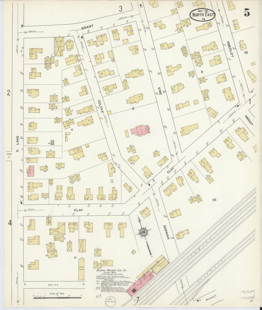 Sanborn Fire Insurance Map from North East, Erie County, Pennsylvania (1912), Sheet #0005 - Historic Sanborn Fire Insurance Map Print, vintage old map wall art, antique decor, genealogy gift, Pennsylvania Pennsylvania map