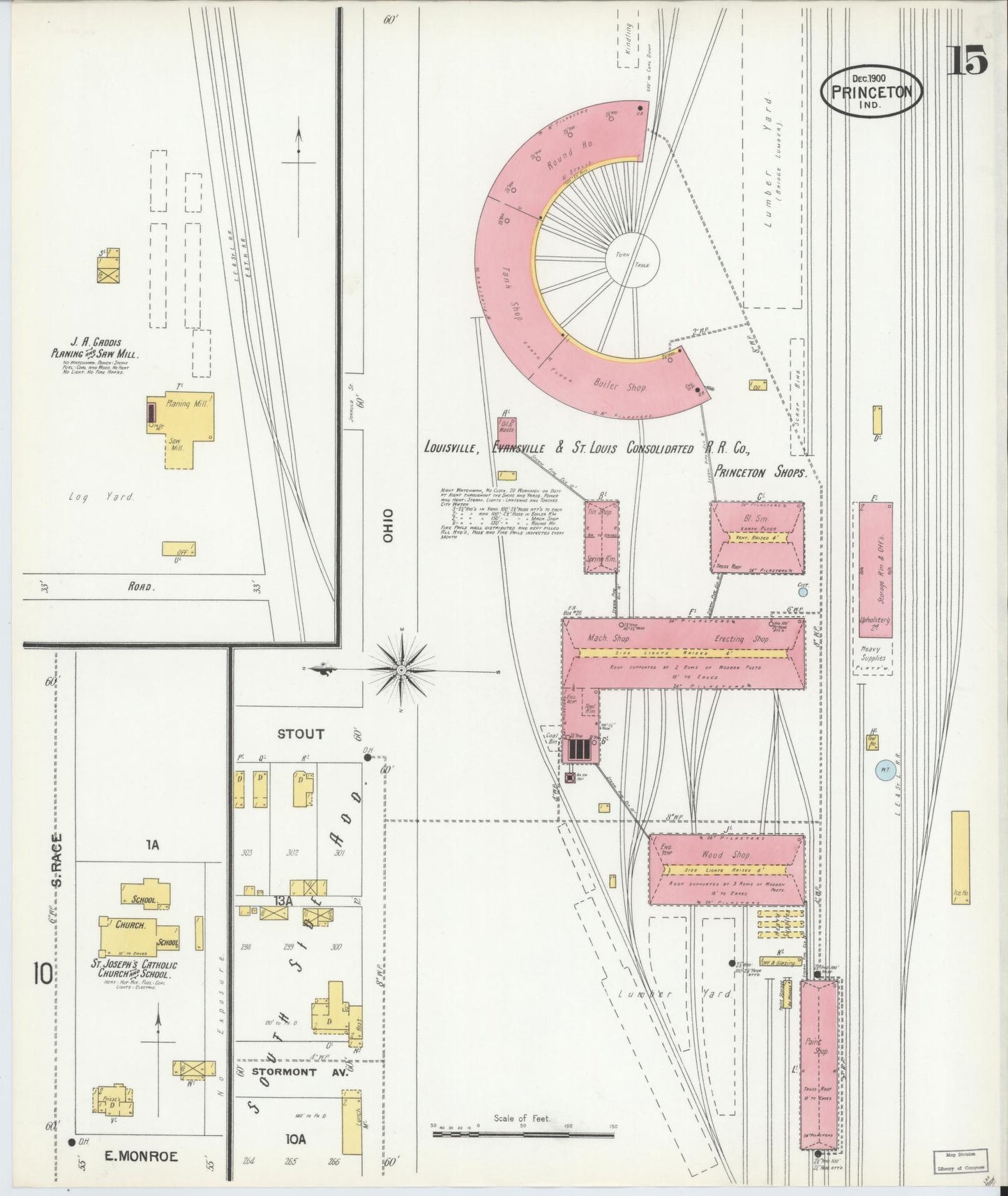Sanborn Fire Insurance Map from Princeton, Gibson County, Indiana (1900), Sheet #0015 - Complete Map Set gallery image, historic Sanborn map, vintage wall art, Indiana Indiana