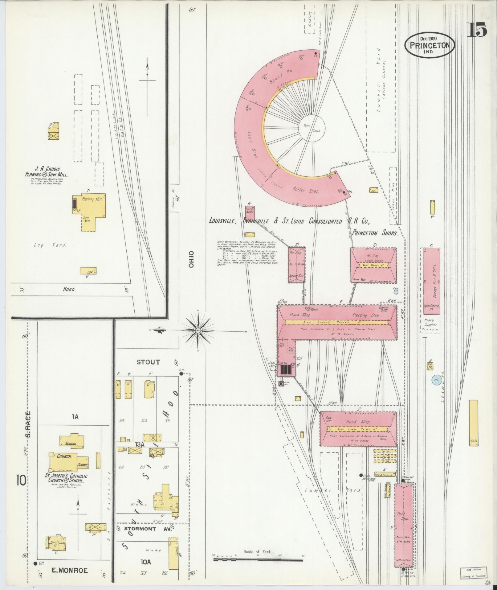 Sanborn Fire Insurance Map from Princeton, Gibson County, Indiana (1900), Sheet #0015 - Complete Map Set gallery image, historic Sanborn map, vintage wall art, Indiana Indiana