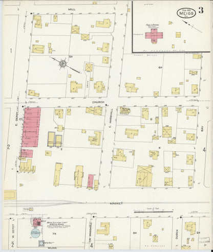 Sanborn Fire Insurance Map from Meigs, Thomas County, Georgia (1913), Sheet #0003 - Complete Map Set gallery image, historic Sanborn map, vintage wall art, Georgia Georgia