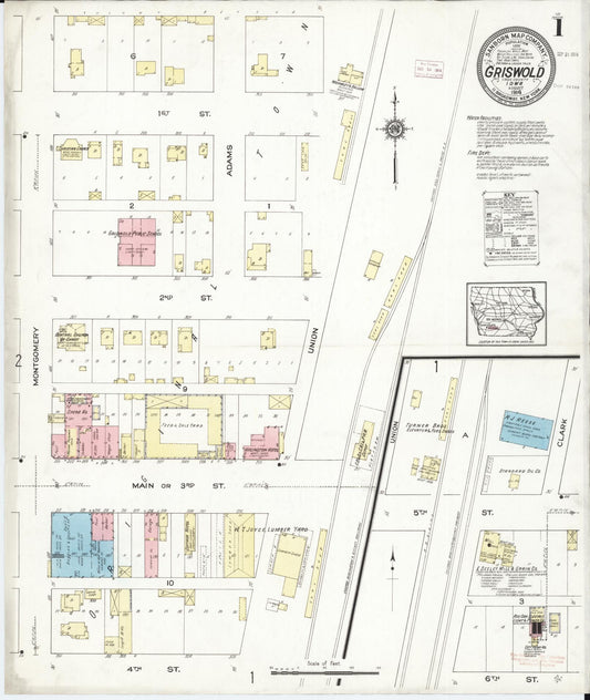 Sanborn Fire Insurance Map from Griswold, Cass County, Iowa (1914), Sheet #0001 - Historic Sanborn Fire Insurance Map Print