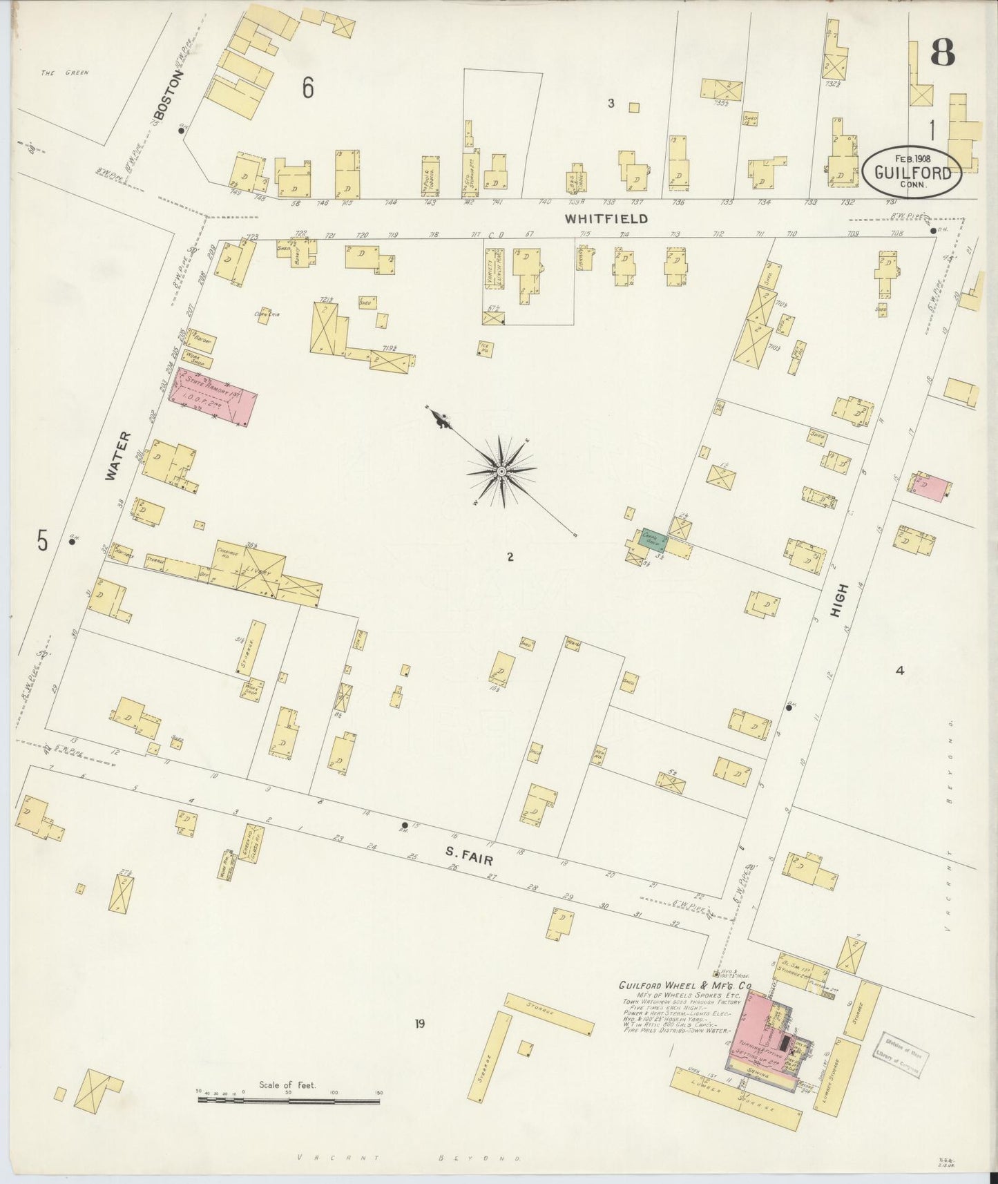 Sanborn Fire Insurance Map from Guilford, New Haven County, Connecticut (1908), Sheet #0008 - Complete Map Set gallery image, historic Sanborn map, vintage wall art, Connecticut Connecticut