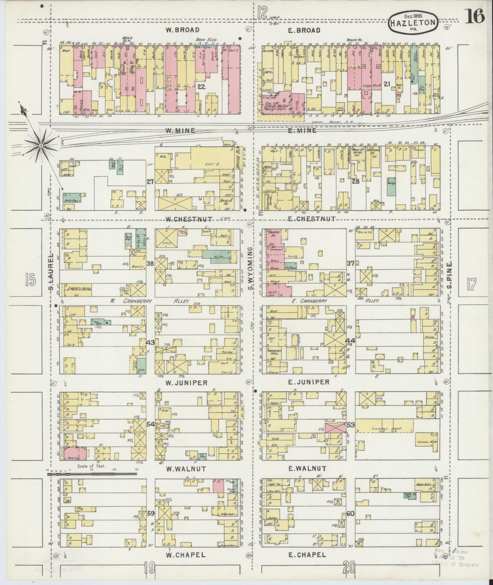 Sanborn Fire Insurance Map from Hazleton, Luzerne County, Pennsylvania (1895), Sheet #0016 - Complete Map Set gallery image, historic Sanborn map, vintage wall art, Pennsylvania Pennsylvania