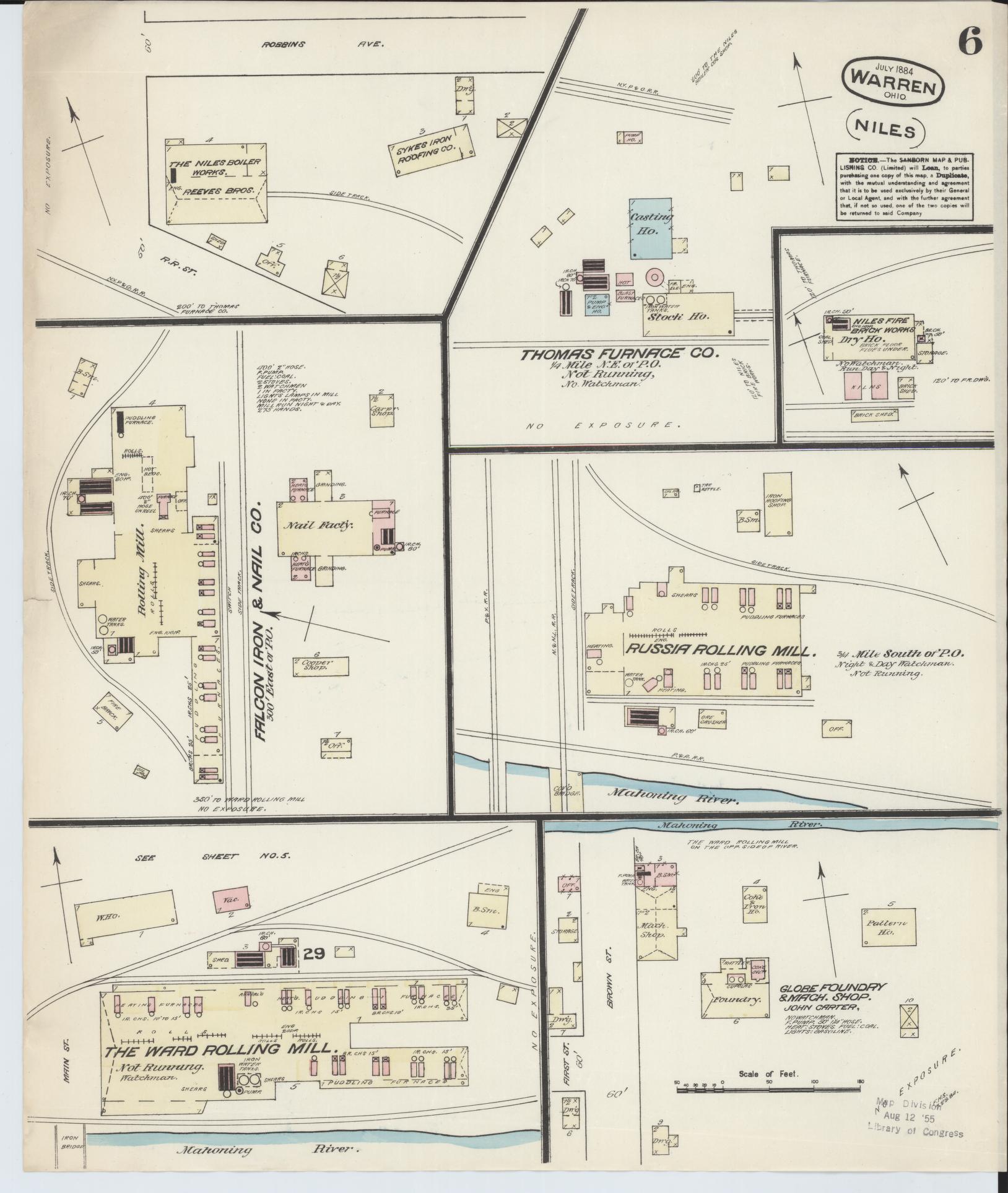 Sanborn Fire Insurance Map from Warren, Trumbull County, Ohio (1884), Sheet #0006 - Complete Map Set gallery image, historic Sanborn map, vintage wall art, Ohio Ohio