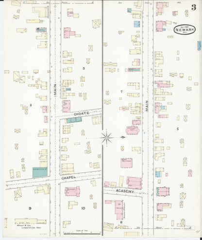 Sanborn Fire Insurance Map from Newark, New Castle County, Delaware (1891), Sheet #0003 - Complete Map Set gallery image, historic Sanborn map, vintage wall art, Delaware Delaware