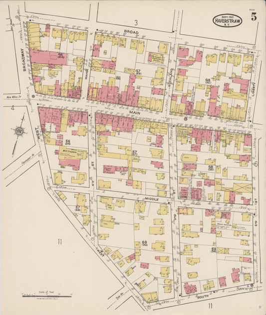 Sanborn Fire Insurance Map from Haverstraw, Rockland County, New York (1921), Sheet #0005 - Historic Sanborn Fire Insurance Map Print, vintage old map wall art, antique decor, genealogy gift, New York New York map