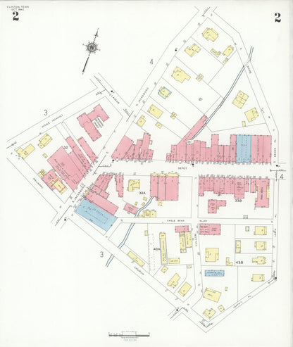 Sanborn Fire Insurance Map from Clinton, Anderson County, Tennessee (1940), Sheet #0002 - Complete Map Set gallery image, historic Sanborn map, vintage wall art, Tennessee Tennessee