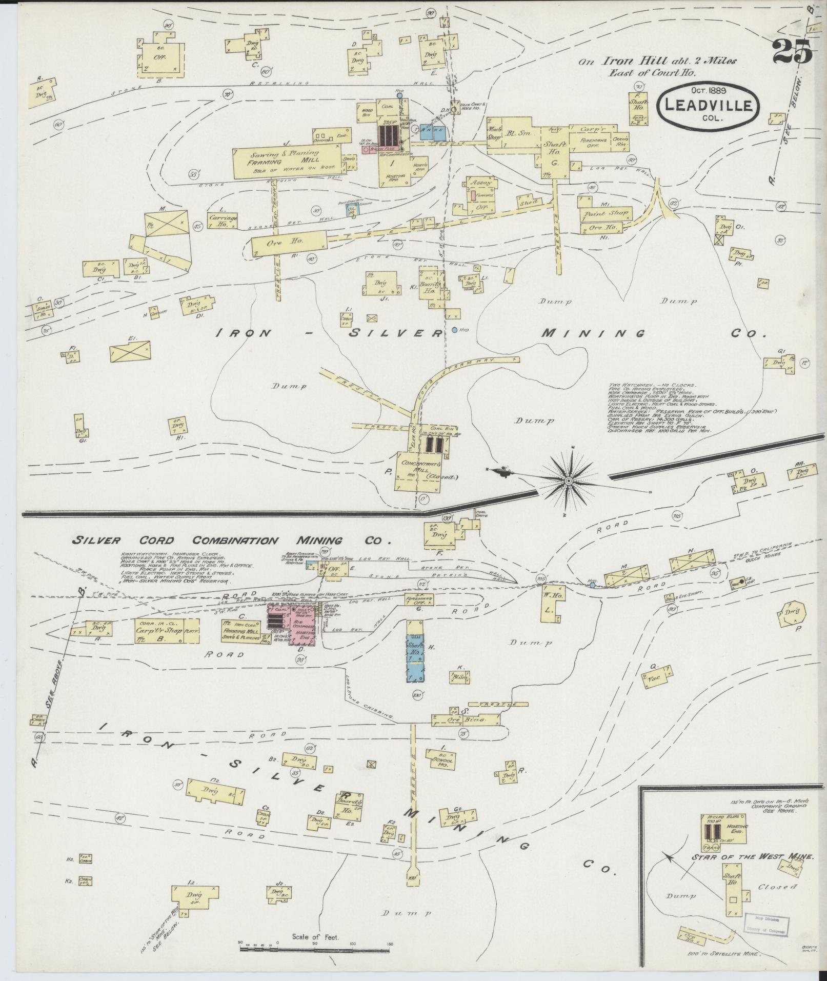Sanborn Fire Insurance Map from Leadville, Lake County, Colorado (1889), Sheet #0025 - Complete Map Set gallery image, historic Sanborn map, vintage wall art, Colorado Colorado