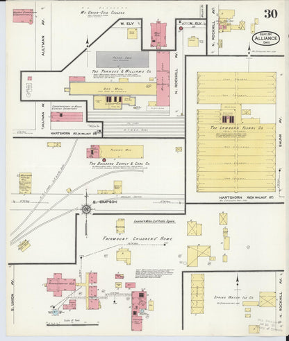 Sanborn Fire Insurance Map from Alliance, Stark County, Ohio (1911), Sheet #0030 - Complete Map Set gallery image, historic Sanborn map, vintage wall art, Ohio Ohio