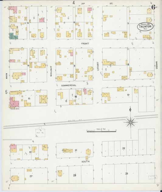 Sanborn Fire Insurance Map from Trenton, Clinton County, Illinois (1906), Sheet #0006 - Historic Sanborn Fire Insurance Map Print, vintage old map wall art, antique decor, genealogy gift, Illinois Illinois map