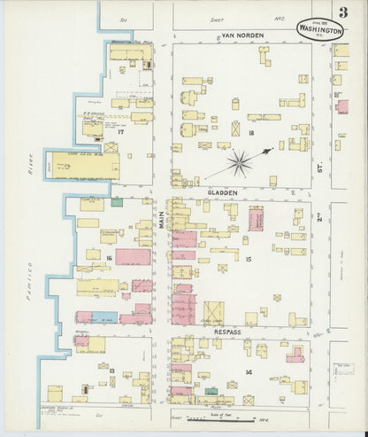 Sanborn Fire Insurance Map from Washington, Beaufort County, North Carolina (1891), Sheet #0003 - Complete Map Set gallery image, historic Sanborn map, vintage wall art, Washington Washington