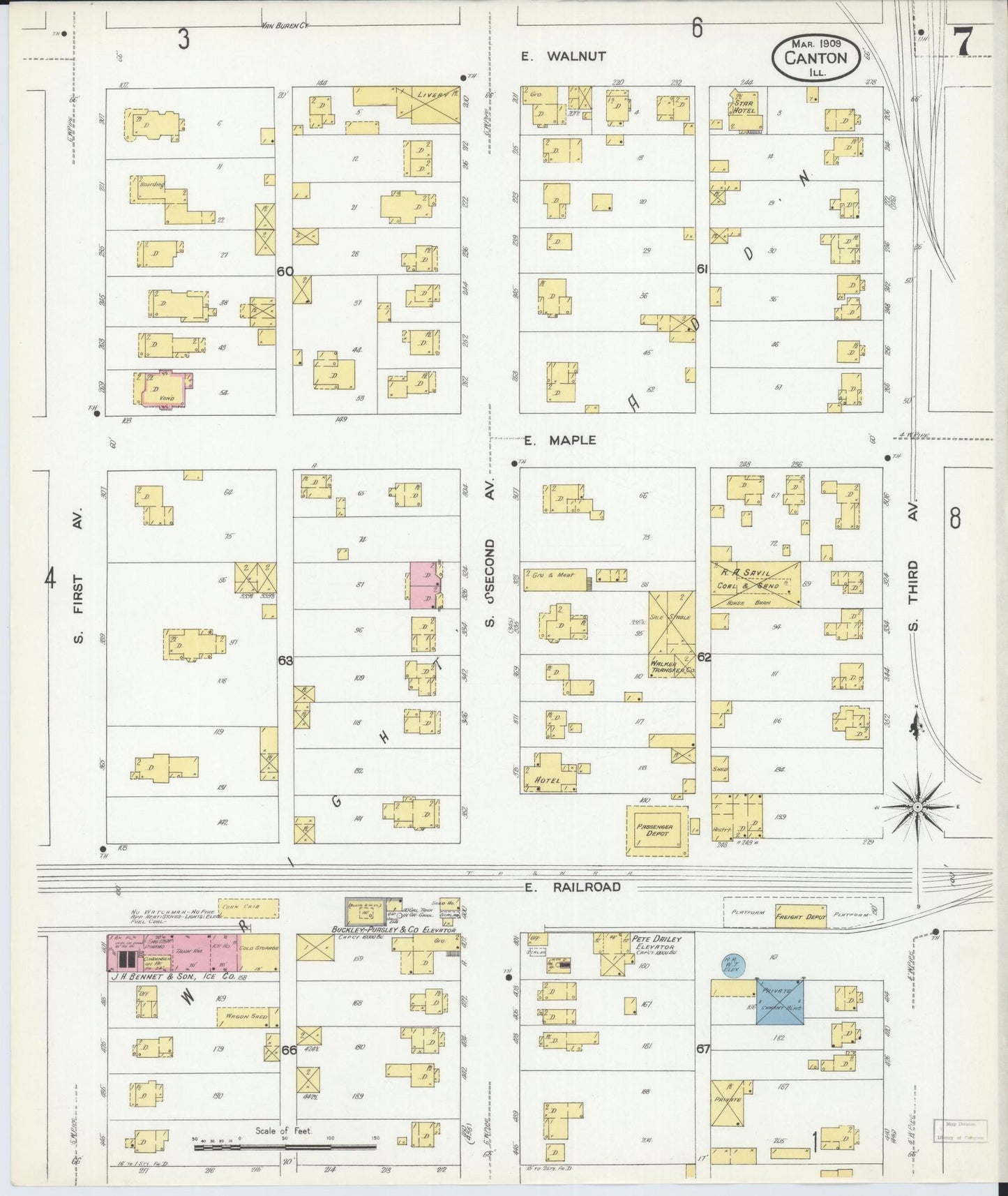 Sanborn Fire Insurance Map from Canton, Fulton County, Illinois (1909), Sheet #0007 - Complete Map Set gallery image, historic Sanborn map, vintage wall art, Illinois Illinois