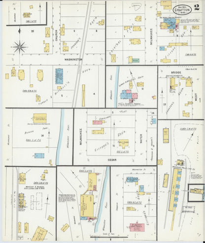Sanborn Fire Insurance Map from Grafton, Ozankee County, Wisconsin (1904), Sheet #0002 - Complete Map Set gallery image, historic Sanborn map, vintage wall art, Wisconsin Wisconsin