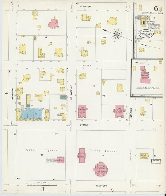 Sanborn Fire Insurance Map from Gonzales, Gonzales County, Texas (1907), Sheet #0006 - Historic Sanborn Fire Insurance Map Print, vintage old map wall art, antique decor, genealogy gift, Texas Texas map
