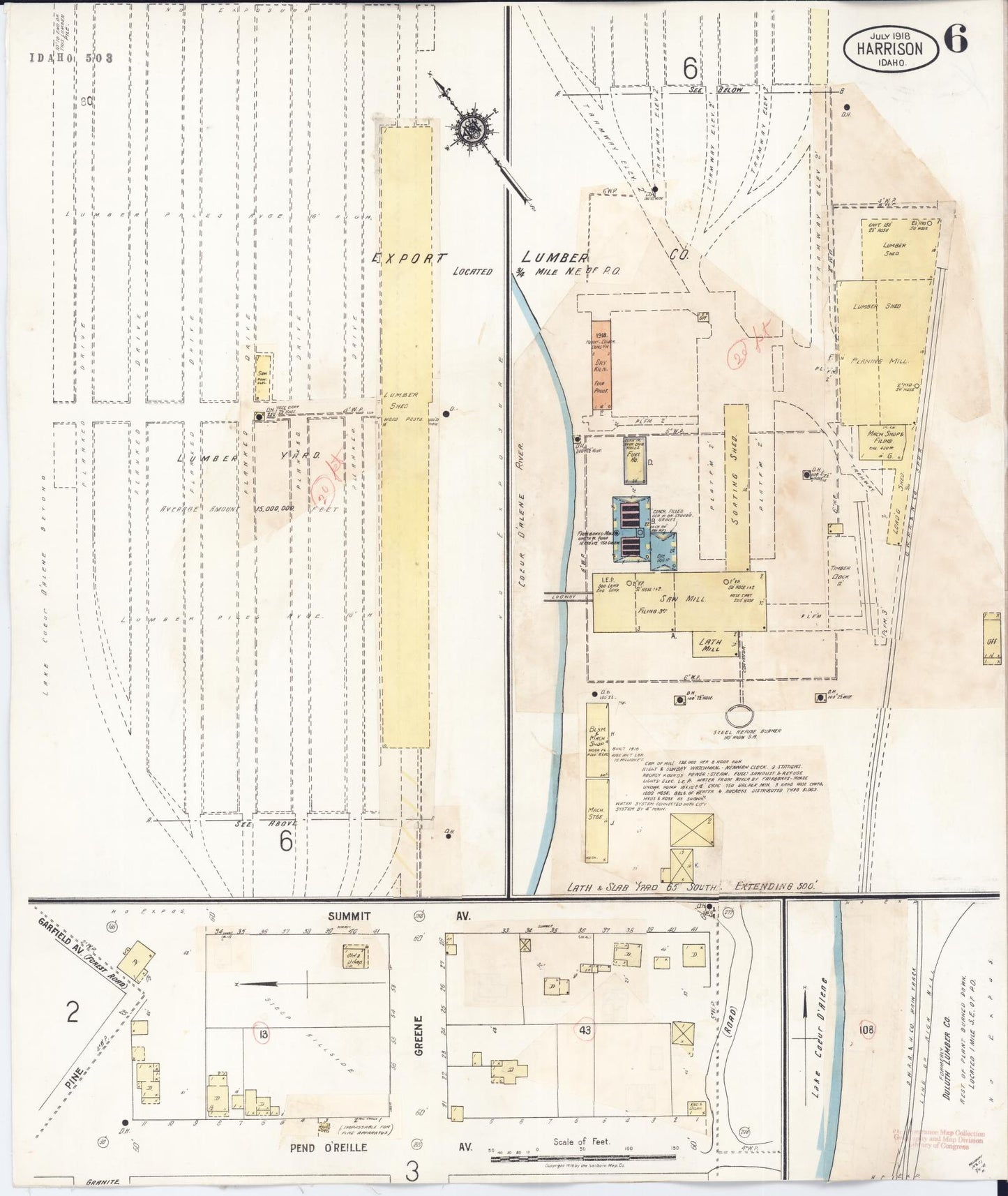 Sanborn Fire Insurance Map from Harrison, Kootenai County, Idaho (1923), Sheet #0006 - Historic Sanborn Fire Insurance Map Print, vintage old map wall art, antique decor, genealogy gift, Idaho Idaho map