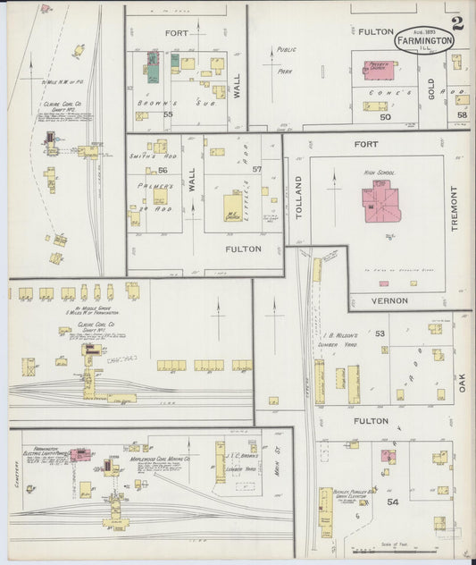 Sanborn Fire Insurance Map from Farmington, Fulton County, Illinois (1893), Sheet #0002 - Historic Sanborn Fire Insurance Map Print, vintage old map wall art, antique decor, genealogy gift, Illinois Illinois map